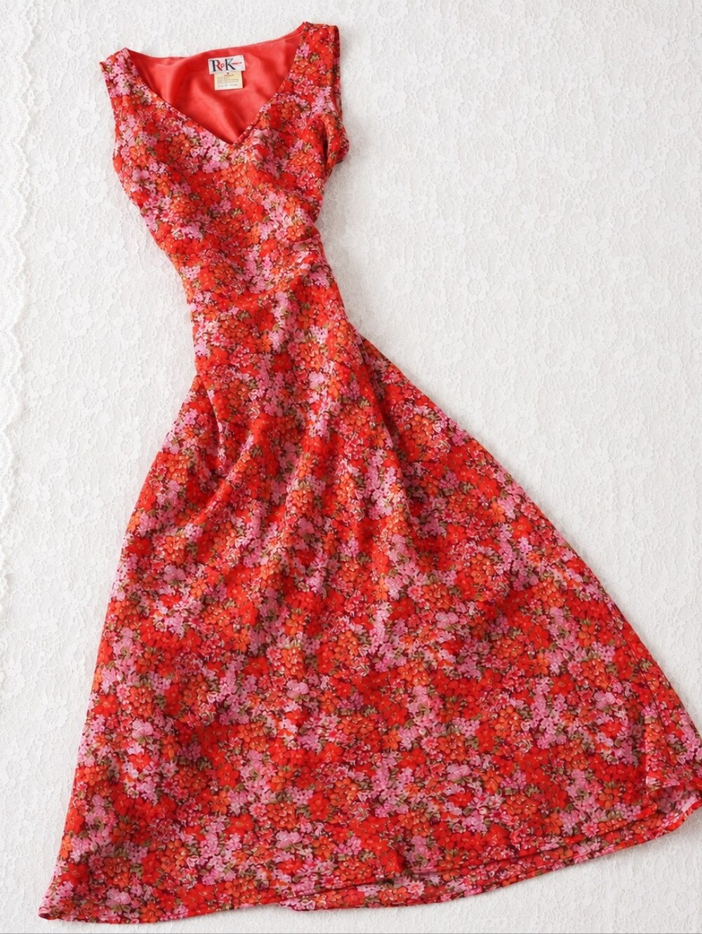 R&K Originals floral midi dress Vintage 90s Size 12